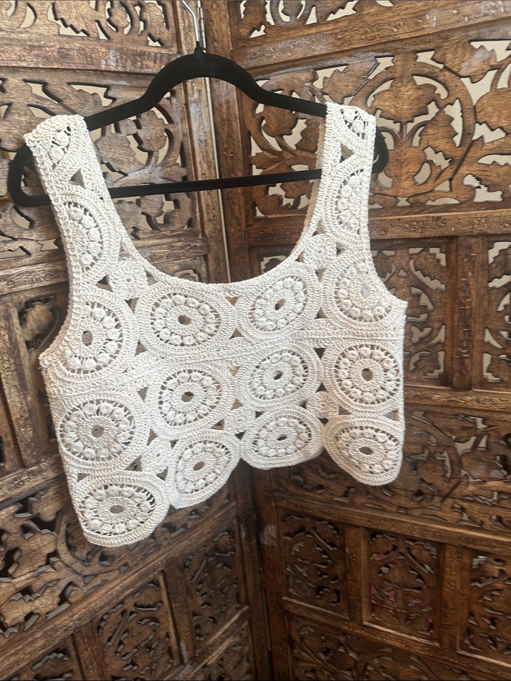 Rebellion Cream Crochet Crop Tank